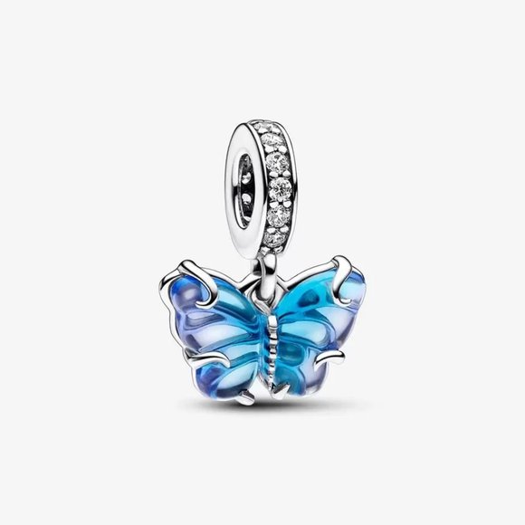 Pandora Jewelry - Pandora Blue Murano Glass Butterfly Dangle Charm